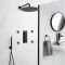 Milano Nero - Black Thermostatic Shower with Diverter, Round Shower Head, Hand Shower and Body Jets (3 Outlet)