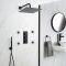 Milano Nero - Black Thermostatic Shower with Diverter, Square Shower Head, Hand Shower and Body Jets (3 Outlet)