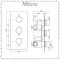 Milano Nero - Black Thermostatic Shower with Diverter, Square Shower Head, Hand Shower and Body Jets (3 Outlet)
