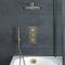 Milano Clarus - Thermostatic Shower with Diverter, Shower Head, Hand Shower and Overflow Bath Filler - Aged Gold (3 Outlet)