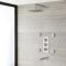 Milano Hunston - Triple Diverter Thermostatic Shower Valve, Square Head, Spout and Body Jets - Brushed Nickel (3 Outlet)