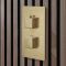 Milano Lyra - Twin Diverter Thermostatic Shower Valve with 400mm Recessed Head and Riser Rail with Hand Shower (2 Outlet) - Brushed Brass
