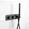 Milano Nero - Black Modern Round Twin Diverter Thermostatic Valve with Hand Shower