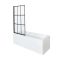 Milano Elswick - 1700mm x 750mm Standard Single Ended Shower Bath with Black Grid Bath Screen and Panels