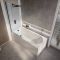 Milano Ballam - Modern Round Single Ended Shower Bath with Black Bath Screen - Choice of Size and Panels