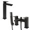 Milano - Modern Square High Rise Basin Mixer and Bath Shower Mixer Tap Set - Choice of Finish