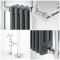 Milano Elizabeth - Anthracite Traditional Dual Fuel Heated Towel Rail - 930mm x 450mm - Choice of Wi-Fi Thermostat and Cable Cover