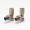 Milano - Modern Angled Radiator Valve and Pipe Set - Brushed Gold