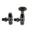 Milano Windsor - Traditional Thermostatic Angled Radiator Valve and Pipe Set - Black Nickel