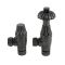 Milano Windsor - Thermostatic Antique Style Angled Radiator Valve and Pipe Set - Pewter