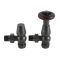Milano Windsor - Traditional Thermostatic Angled Radiator Valve and Pipe Set - Pewter