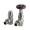 Milano Windsor - Traditional Thermostatic Angled Radiator Valve and Pipe Set - Satin Nickel