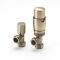 Milano - Modern Thermostatic Angled Radiator Valve and Pipe Set - Brushed Gold