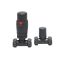 Milano - Modern Anthracite Thermostatic Straight Radiator Valve and Lockshield