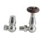 Milano Windsor - Traditional Thermostatic Corner Radiator Valves Satin Nickel (Pair)