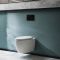 Milano Altham - White Modern Rimless Wall Hung Toilet with Tall Wall Frame - Choice of Flush Plate