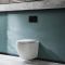 Milano Irwell - White Modern Rimless Wall Hung Toilet with Tall Wall Frame - Choice of Flush Plate