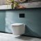 Milano Ballam - White Modern Rimless Wall Hung Toilet with Short Wall Frame - Choice of Flush Plate