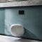 Milano Mellor - White Modern Round Wall Hung Toilet with Tall Wall Frame - Choice of Flush Plate