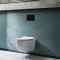 Milano Overton - White Modern Rimless Wall Hung Toilet with Tall Wall Frame - Choice of Flush Plate