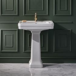 Milano Elizabeth - Traditional 645mm Basin with Full Pedestal - (1 Tap Hole)