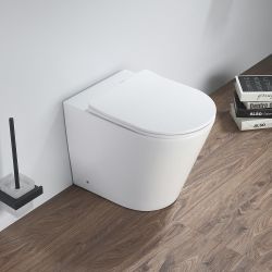 Milano Colby - White Modern Back To Wall Toilet with Soft Close Seat