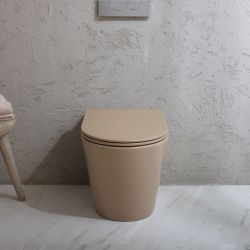 Milano Elements - Modern Round Back to Wall Toilet with Soft Close Seat - Choice of Finish