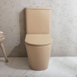 Milano Elements - Modern Round Close Coupled Toilet with Soft Close Seat - Choice of Finish