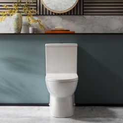 Milano Hatfield - Modern Round Close Coupled Toilet with Soft Close Seat - Choice of Flush Button Finish