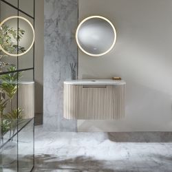Milano Chalton - Curved Wall Hung Fluted Vanity Unit - Choice of Finish, Size and Basin