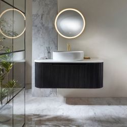 Milano Chalton - Curved Wall Hung Fluted Vanity Unit - Choice of Finish, Size and Basin