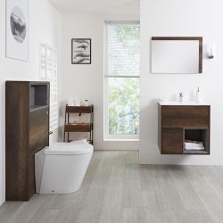Milano Bexley - Dark Oak Modern 600mm Vanity Unit with WC Unit and Rivington Back to Wall Pan