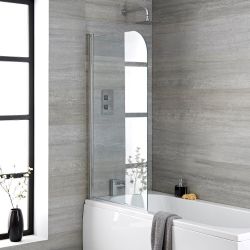 Milano Portland - Chrome Curved Top Bath Shower Screen