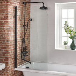 Milano Nero - Black Curved Top Bath Shower Screen