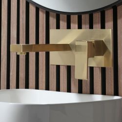 Milano Lyra - Modern Wall Mounted Basin Mixer Tap - Brushed Brass