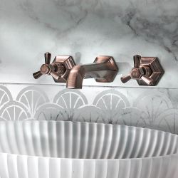 Milano Earlham - Art Deco Wall Mounted 3 Tap-Hole Basin Mixer Tap - Choice of Finish