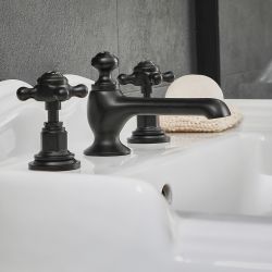Milano Elizabeth - Traditional 3 Tap-Hole Crosshead Basin Mixer Tap - Black