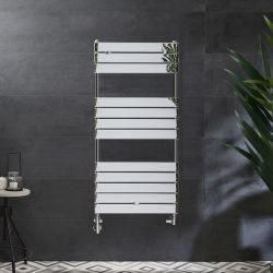 Milano Lustro - Dual Fuel Designer Chrome Flat Panel Heated Towel Rail - Choice of Size and Cable Cover