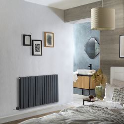 Milano Capri - Electric Anthracite Horizontal Designer Radiator - 635mm Tall - Choice of Size and Wi-Fi Thermostat - Plug-In and Hardwired Options