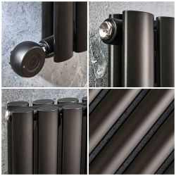 Milano Aruba - Electric Black Horizontal Designer Radiator - Choice of Size and Wi-Fi Thermostat - Plug-In and Hardwired Options