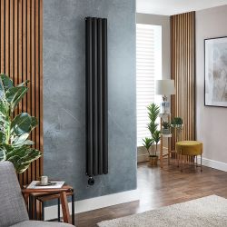 Milano Aruba - Electric Black Vertical Designer Radiator - Choice of Size and Wi-Fi Thermostat - Plug-In and Hardwired Options