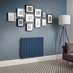 Milano Aruba - Electric Deep Sea Blue Horizontal Designer Radiator - 635mm Tall - Choice of Size, Thermostat and Cable Cover