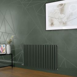 Milano Aruba - Electric Evergreen Horizontal Designer Radiator - 635mm Tall - Choice of Size, Thermostat and Cable Cover