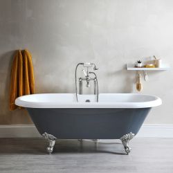 Milano Hest - Stone Grey Traditional Double-Ended Freestanding Bath - 1795mm x 785mm (No Tap-Holes)