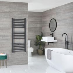 Milano Artle - Electric Anthracite Straight Heated Towel Rail - Choice of Size and Heating Element