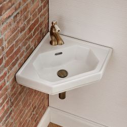 Milano Richmond - White Traditional Wall Hung Corner Basin - 450mm x 420mm (1 Tap-Hole)