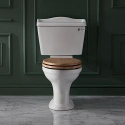 Milano Towneley - White Traditional Close Coupled Toilet with Cistern and Wooden Seat
