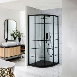 Milano Barq - Black 900mm Quadrant Shower Enclosure with Slate Tray - Choice of Tray Finish