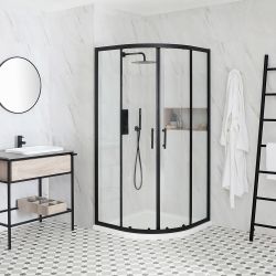 Milano Nero - Black Quadrant Shower Enclosure with Tray - Choice of Sizes