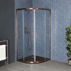 Milano Eris - 900mm Copper Quadrant Shower Enclosure with Slate Tray - Choice of Tray Finish